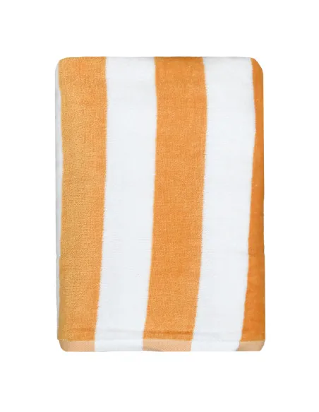Drap de plage personnalisé coloris caramel : gros plan sur la matière, 100 % coton velours jacquard (modèle Bagatelle)