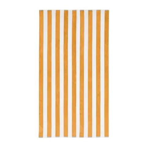 Drap de plage personnalisé brodé à Paris, coloris caramel (modèle Bagatelle, 100 % coton velours jacquard)