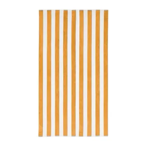 Drap de plage personnalisé brodé à Paris, coloris caramel (modèle Bagatelle, 100 % coton velours jacquard)
