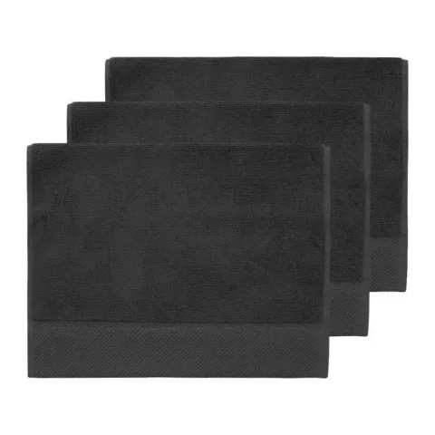 Serviette invité personnalisée brodée à Paris, coloris noir (modèle Beaubourg, 100 % coton peigné zero-twist)