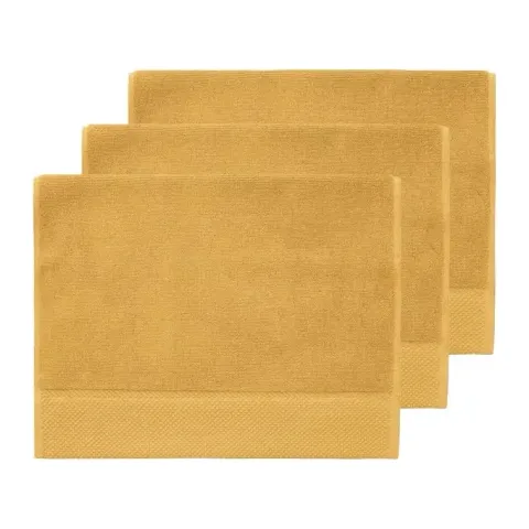 Serviette invité personnalisée brodée à Paris, coloris caramel (modèle Beaubourg, 100 % coton peigné zero-twist)