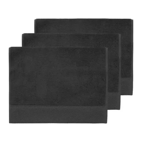 Serviette invité personnalisée brodée à Paris, coloris noir (modèle Beaubourg, 100 % coton peigné zero-twist)