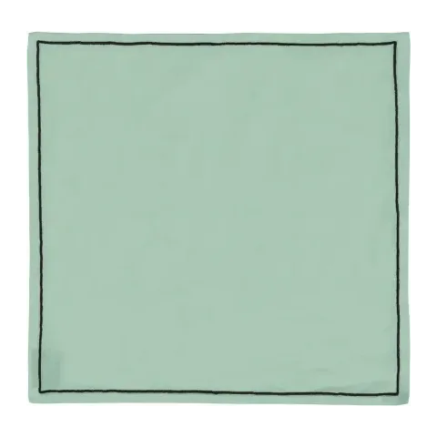 Serviette de table personnalisée brodée à Paris, coloris sauge (modèle Concorde, 52 % coton · 48 % lin)
