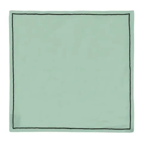 Serviette de table personnalisée brodée à Paris, coloris sauge (modèle Concorde, 52 % coton · 48 % lin)