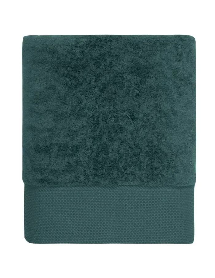 Serviette de bain personnalisée brodée à Paris, coloris pétrole (modèle Faubourg, 100 % coton peigné zero-twist)