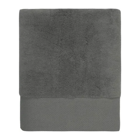 Serviette de bain personnalisée brodée à Paris, coloris anthracite (modèle Faubourg, 100 % coton peigné zero-twist)