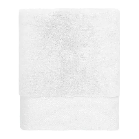 Serviette de bain personnalisée brodée à Paris, coloris blanc (modèle Faubourg, 100 % coton peigné zero-twist)