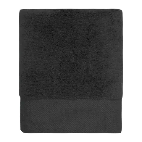 Serviette de bain personnalisée brodée à Paris, coloris noir (modèle Faubourg, 100 % coton peigné zero-twist)
