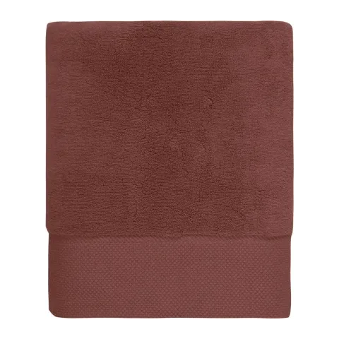 Serviette de bain personnalisée brodée à Paris, coloris terre brûlée (modèle Faubourg, 100 % coton peigné zero-twist)