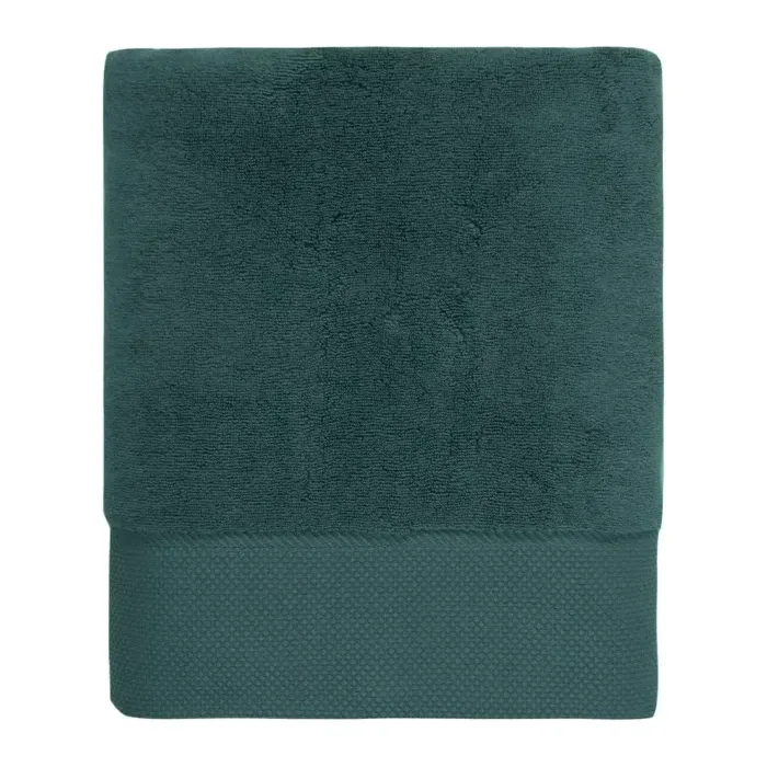 Serviette de bain personnalisée brodée à Paris, coloris pétrole (modèle Faubourg, 100 % coton peigné zero-twist)