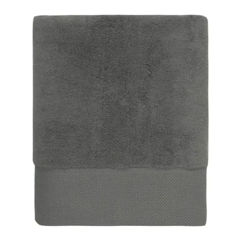 Serviette de bain personnalisée brodée à Paris, coloris anthracite (modèle Faubourg, 100 % coton peigné zero-twist)