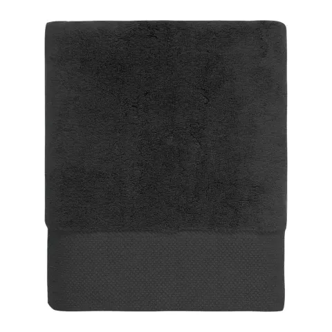 Serviette de bain personnalisée brodée à Paris, coloris noir (modèle Faubourg, 100 % coton peigné zero-twist)