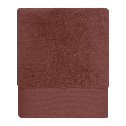Serviette de bain personnalisée brodée à Paris, coloris terre brûlée (modèle Faubourg, 100 % coton peigné zero-twist)