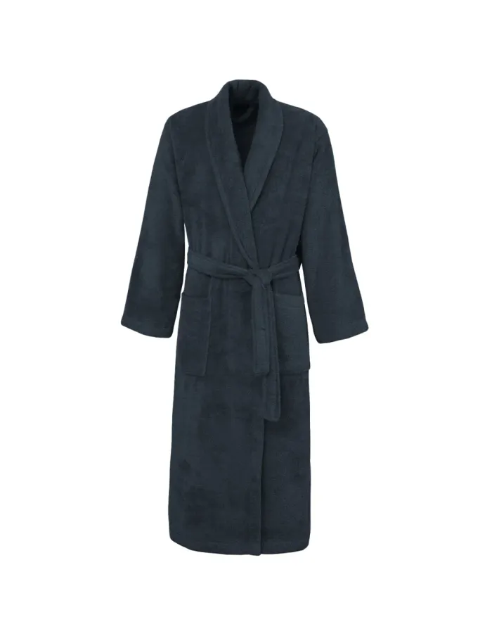 Peignoir personnalisé brodé à Paris, coloris bleu nuit (modèle Madeleine, 100 % coton peigné)