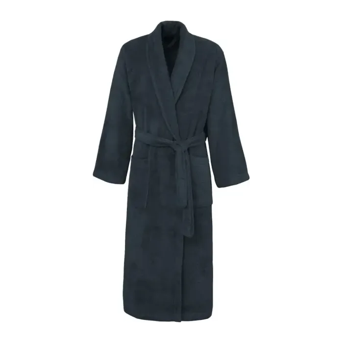 Peignoir personnalisé brodé à Paris, coloris bleu nuit (modèle Madeleine, 100 % coton peigné)