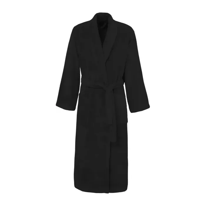 Peignoir personnalisé brodé à Paris, coloris noir (modèle Madeleine, 100 % coton peigné)