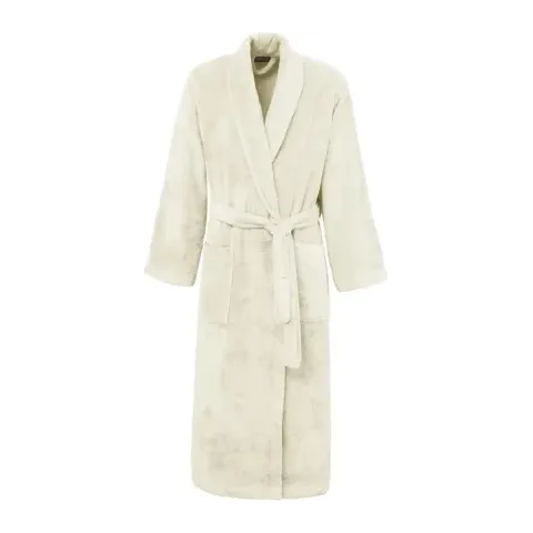 Peignoir personnalisé brodé à Paris, coloris écru (modèle Madeleine, 100 % coton peigné)