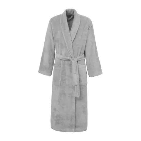 Peignoir personnalisé brodé à Paris, coloris gris perle (modèle Madeleine, 100 % coton peigné)