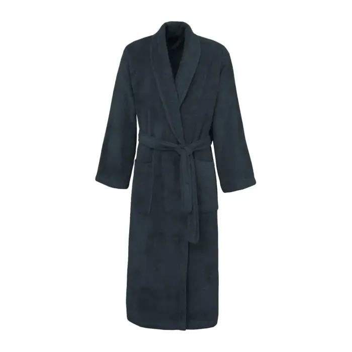 Peignoir personnalisé brodé à Paris, coloris bleu nuit (modèle Madeleine, 100 % coton peigné)