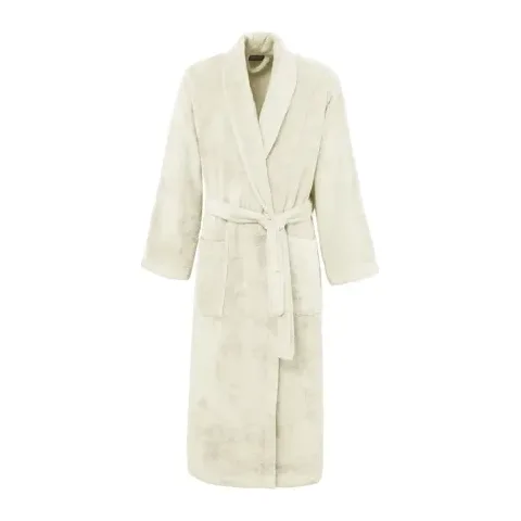 Peignoir personnalisé brodé à Paris, coloris écru (modèle Madeleine, 100 % coton peigné)