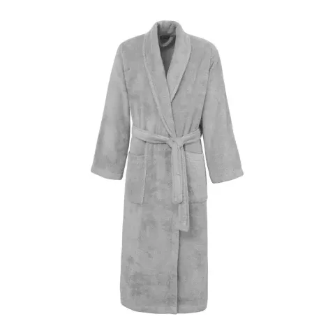 Peignoir personnalisé brodé à Paris, coloris gris perle (modèle Madeleine, 100 % coton peigné)