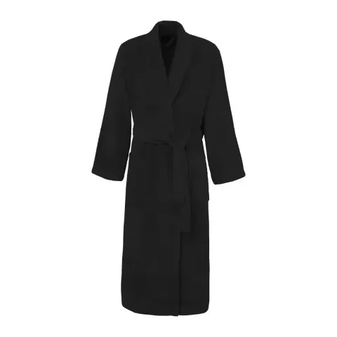 Peignoir personnalisé brodé à Paris, coloris noir (modèle Madeleine, 100 % coton peigné)