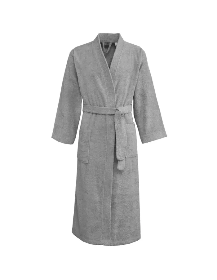 Peignoir personnalisé brodé à Paris, coloris gris perle (modèle Marais, 100 % coton peigné)