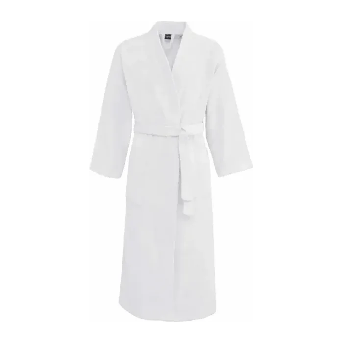 Peignoir personnalisé brodé à Paris, coloris blanc (modèle Marais, 100 % coton peigné)