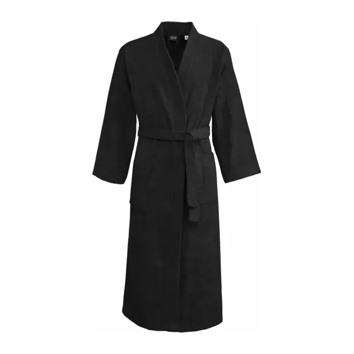 Peignoir personnalisé brodé à Paris, coloris noir (modèle Marais, 100 % coton peigné)