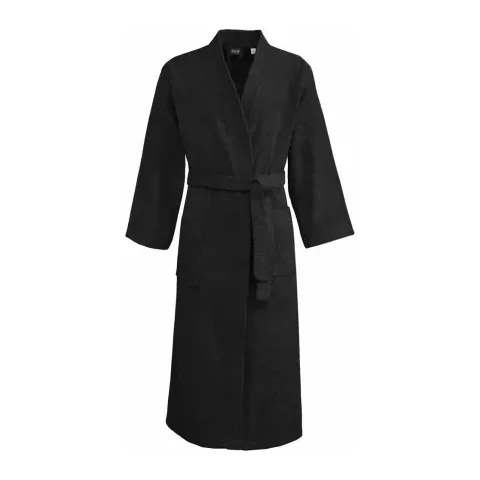 Peignoir personnalisé brodé à Paris, coloris noir (modèle Marais, 100 % coton peigné)