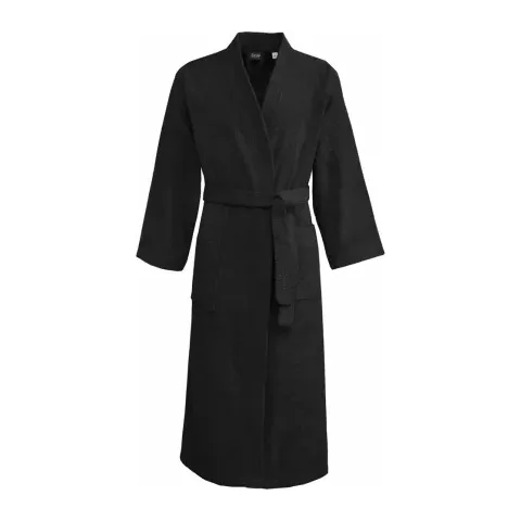 Peignoir personnalisé brodé à Paris, coloris noir (modèle Marais, 100 % coton peigné)