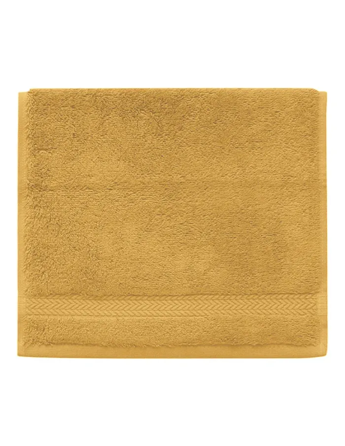 Serviette invité personnalisée brodée à Paris, coloris caramel (modèle Opéra, 100 % coton peigné)