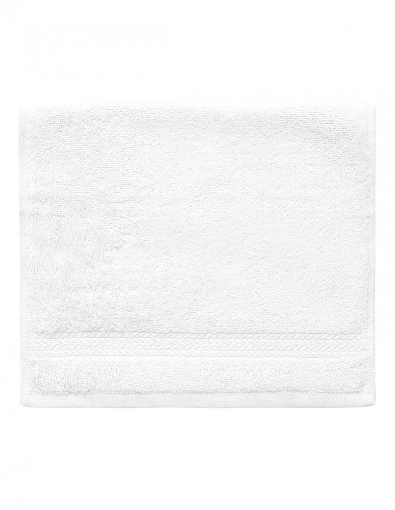 Serviette invité personnalisée coloris blanc : gros plan sur la matière, 100 % coton peigné (modèle Opéra)