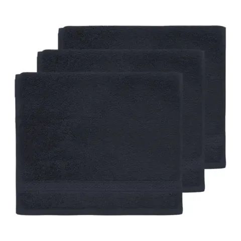 Serviette invité personnalisée brodée à Paris, coloris bleu nuit (modèle Opéra, 100 % coton peigné)