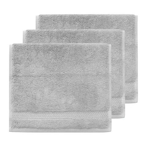 Serviette invité personnalisée brodée à Paris, coloris gris perle (modèle Opéra, 100 % coton peigné)