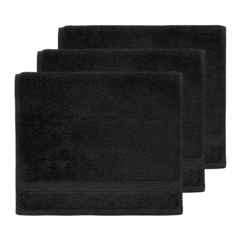 Serviette invité personnalisée brodée à Paris, coloris noir (modèle Opéra, 100 % coton peigné)