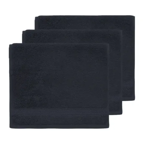 Serviette invité personnalisée brodée à Paris, coloris bleu nuit (modèle Opéra, 100 % coton peigné)