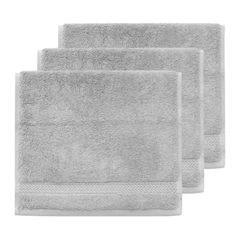 Serviette invité personnalisée brodée à Paris, coloris gris perle (modèle Opéra, 100 % coton peigné)