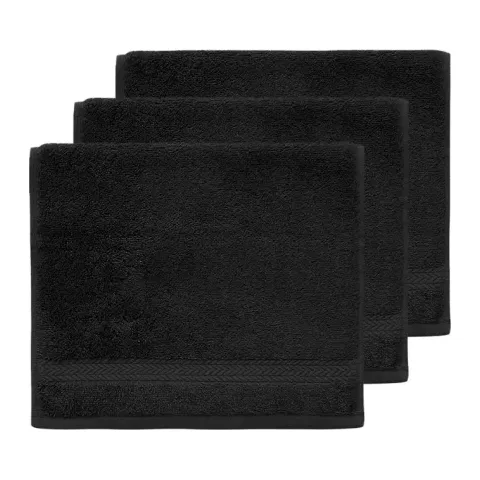 Serviette invité personnalisée brodée à Paris, coloris noir (modèle Opéra, 100 % coton peigné)