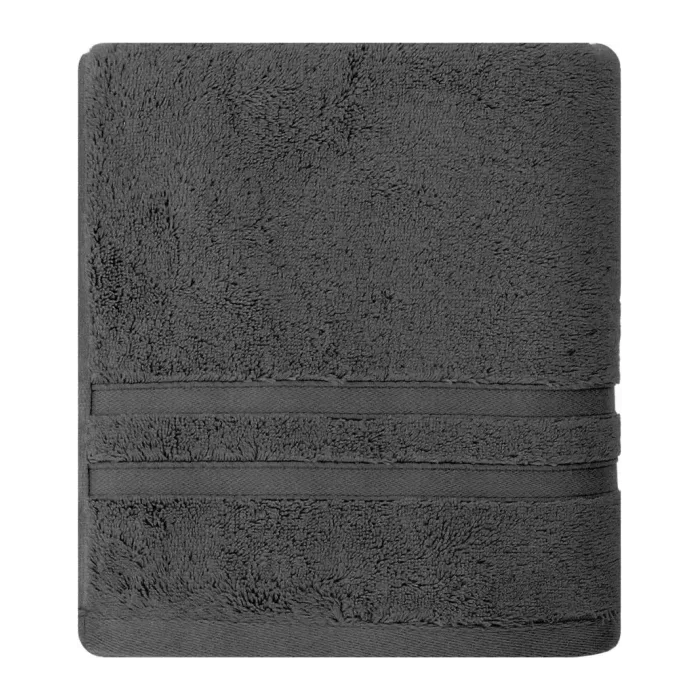 Serviette de bain personnalisée brodée à Paris, coloris anthracite (modèle Royale, 80 % coton peigné · 20 % modal)