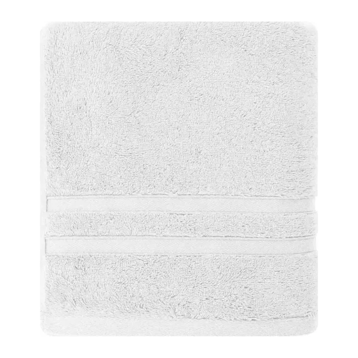 Serviette de bain personnalisée brodée à Paris, coloris blanc (modèle Royale, 80 % coton peigné · 20 % modal)