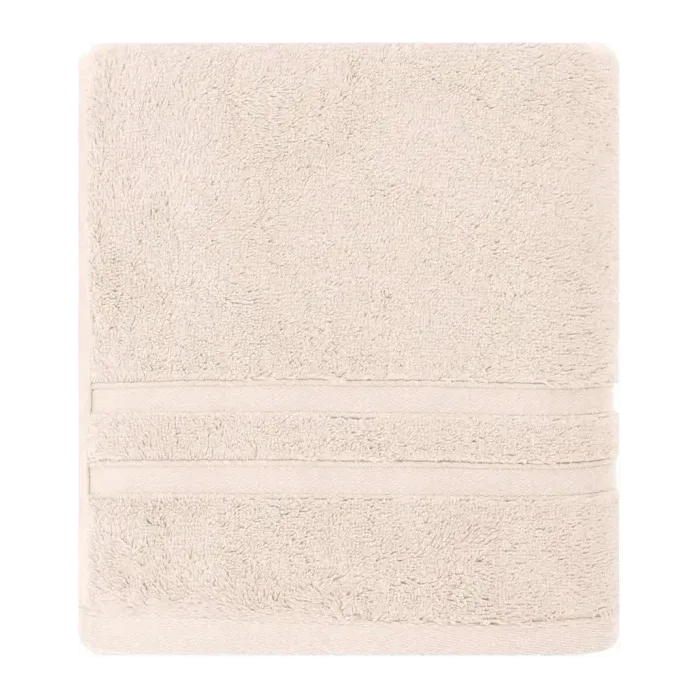 Serviette de bain personnalisée brodée à Paris, coloris rose (modèle Royale, 80 % coton peigné · 20 % modal)
