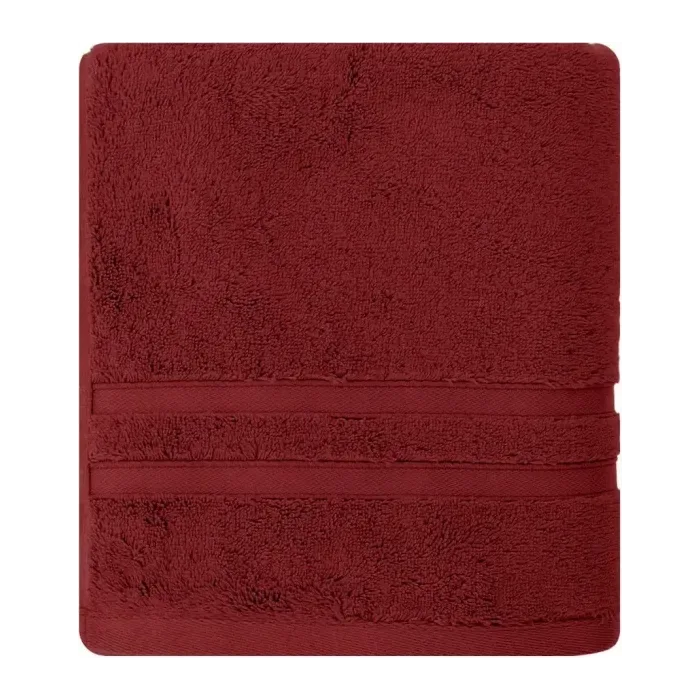 Serviette de bain personnalisée brodée à Paris, coloris rouge (modèle Royale, 80 % coton peigné · 20 % modal)