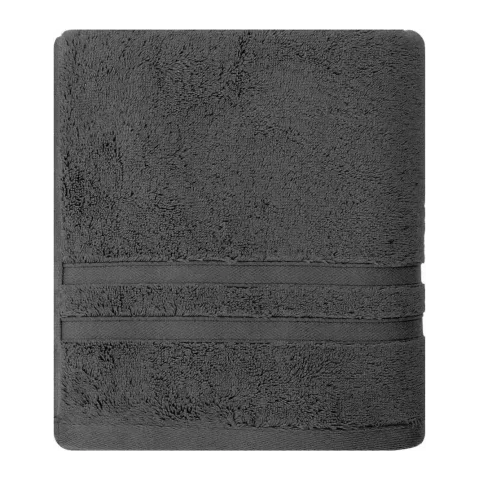 Serviette de bain personnalisée brodée à Paris, coloris anthracite (modèle Royale, 80 % coton peigné · 20 % modal)