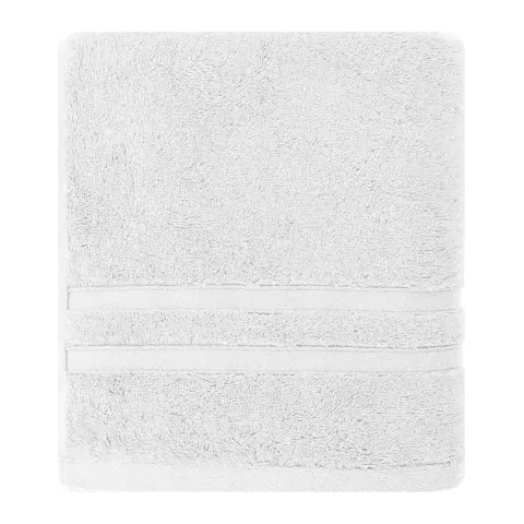 Serviette de bain personnalisée brodée à Paris, coloris blanc (modèle Royale, 80 % coton peigné · 20 % modal)