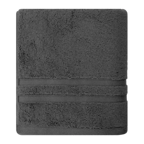 Serviette de bain personnalisée brodée à Paris, coloris anthracite (modèle Royale, 80 % coton peigné · 20 % modal)
