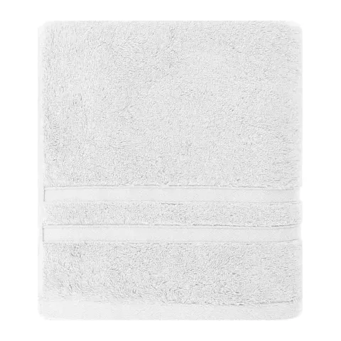 Serviette de bain personnalisée brodée à Paris, coloris blanc (modèle Royale, 80 % coton peigné · 20 % modal)