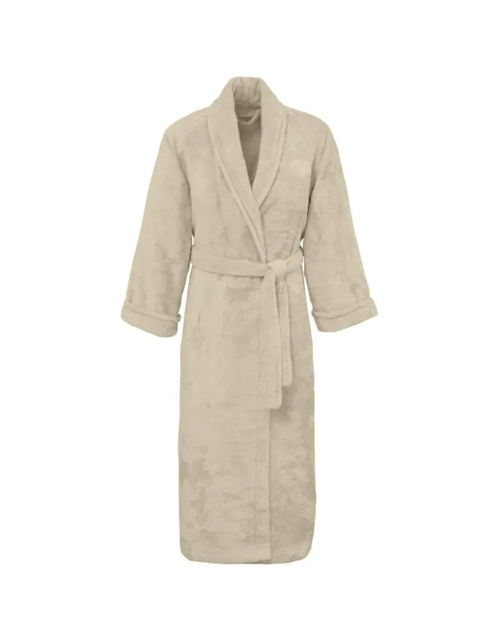 Peignoir personnalisé brodé à Paris, coloris sable (modèle Saint-Honoré, 80 % coton peigné · 20 % modal)