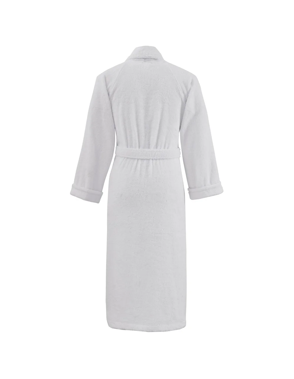 Peignoir personnalisé coloris blanc : gros plan sur la matière, 80 % coton peigné · 20 % modal (modèle Saint-Honoré)