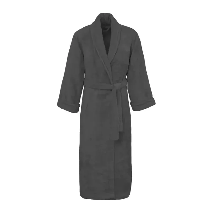 Peignoir personnalisé brodé à Paris, coloris anthracite (modèle Saint-Honoré, 80 % coton peigné · 20 % modal)